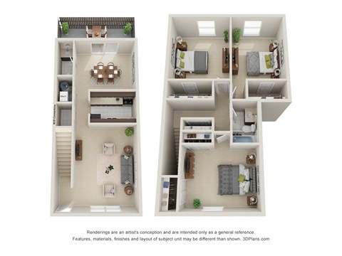 Floor plan for 3 beds, 1.5 baths, 1350 sqft